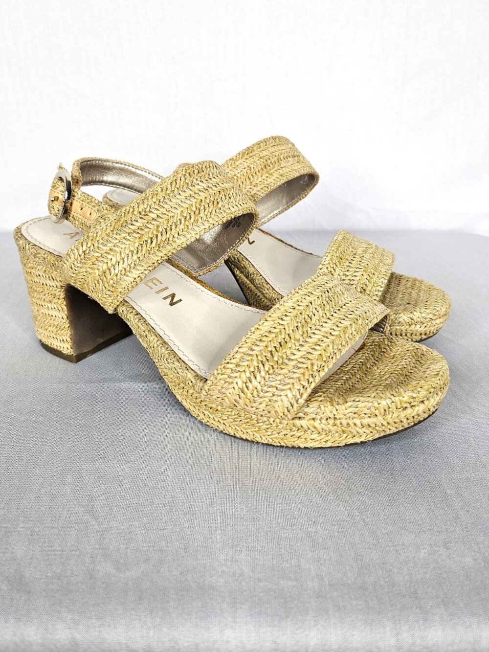 Anne Klein Raffia Platform Sandals | Coastal Resort Heels | Women's Size 6.5